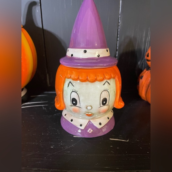 Whimsical Orange and Purple Witch Figurine Johanna Parker - Picture 1 of 2